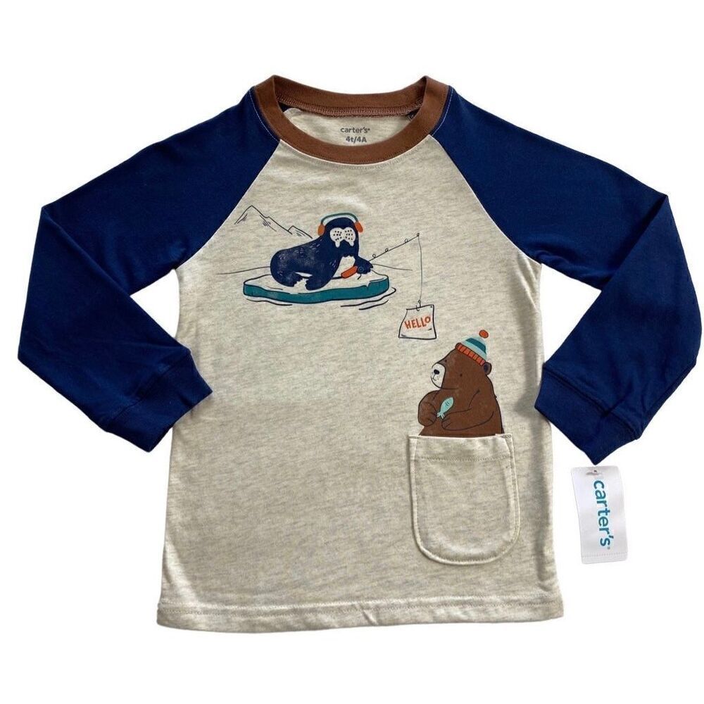 Carter’s Boys 4T Walrus Bear Long Sleeve Tee